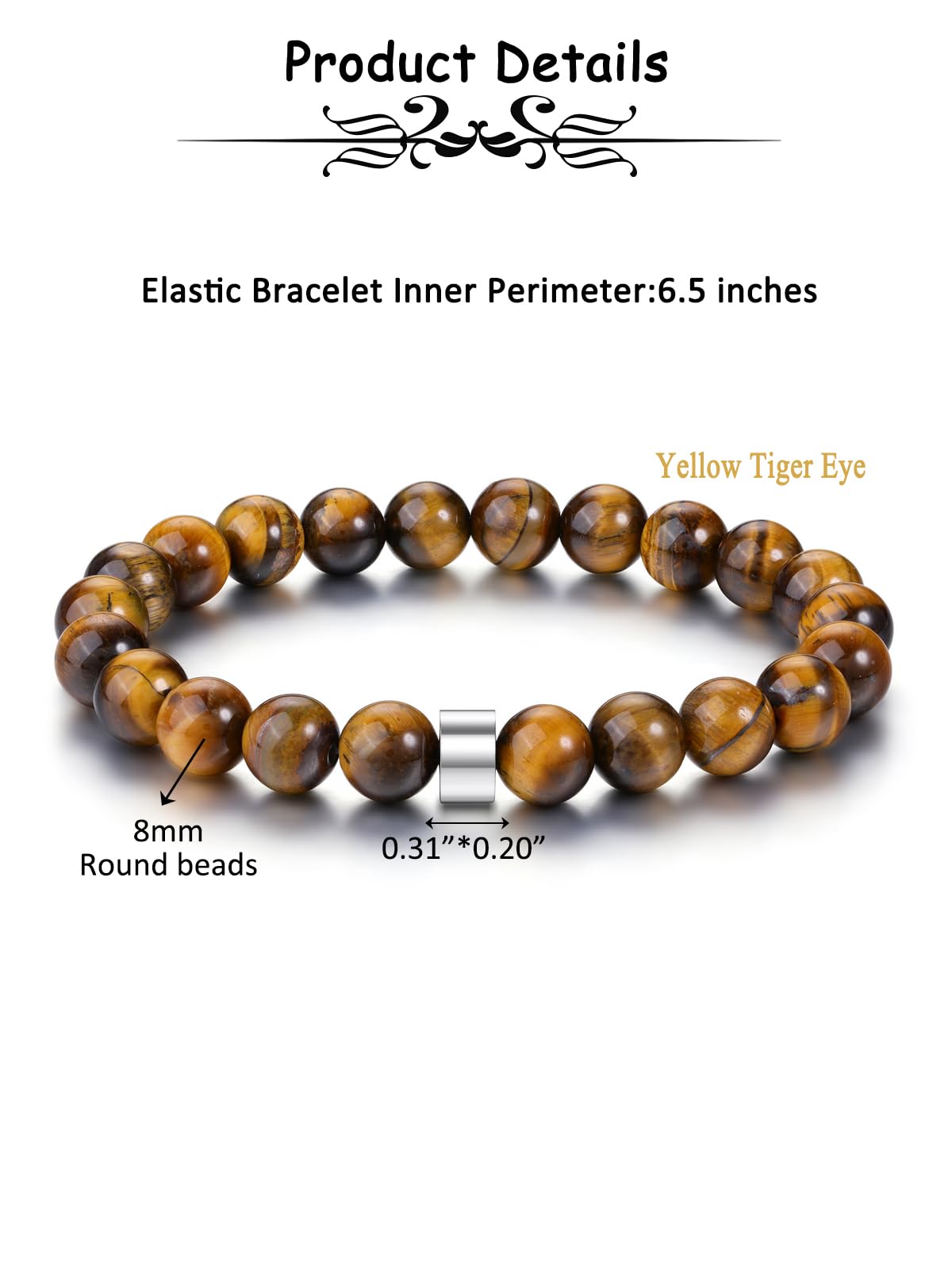 Jovivi Personalized Stone Bead Bracelets Custom 1 Name Healing Crystal Bracelet