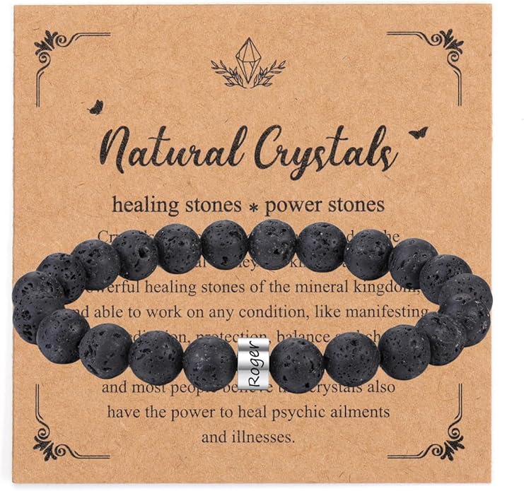 Jovivi Personalized Stone Bead Bracelets Custom 1 Name Healing Crystal Bracelet