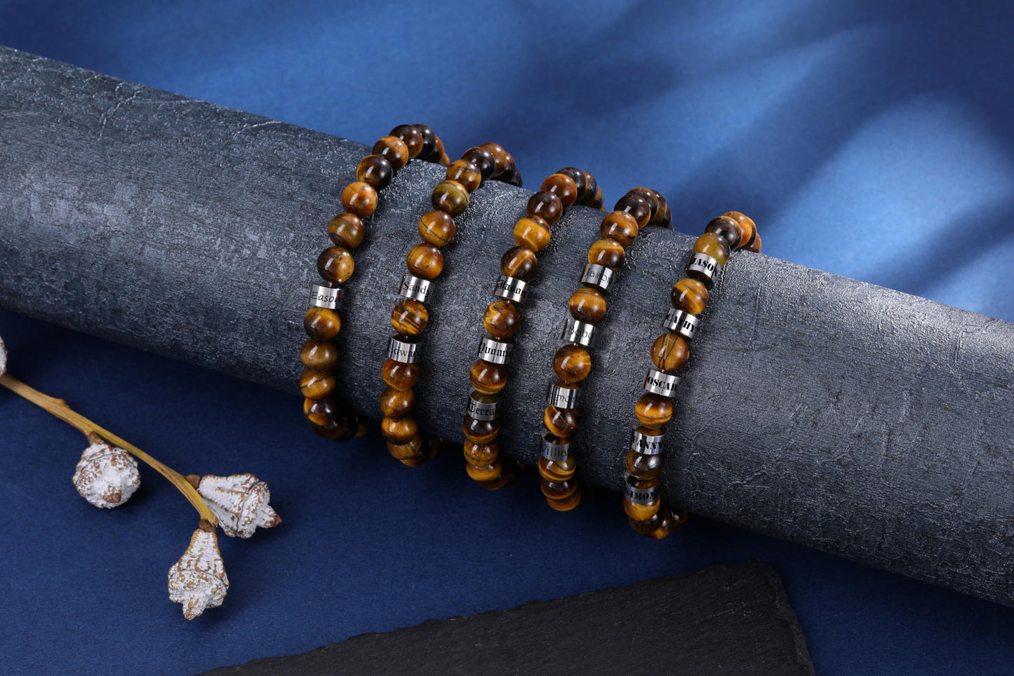 Jovivi Personalized Stone Bead Bracelets Custom 1 Name Healing Crystal Bracelet