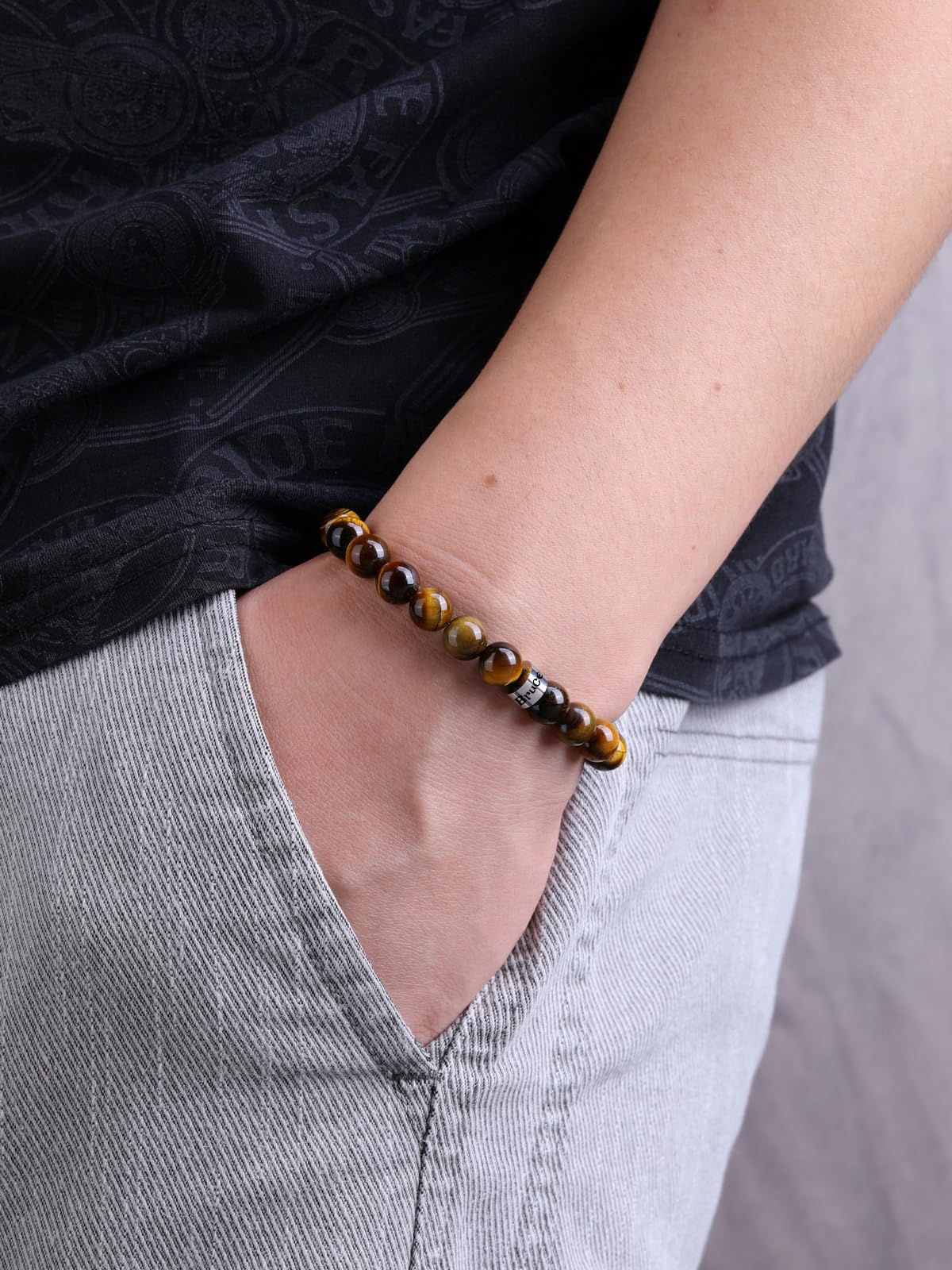 Jovivi Personalized Stone Bead Bracelets Custom 1 Name Healing Crystal Bracelet