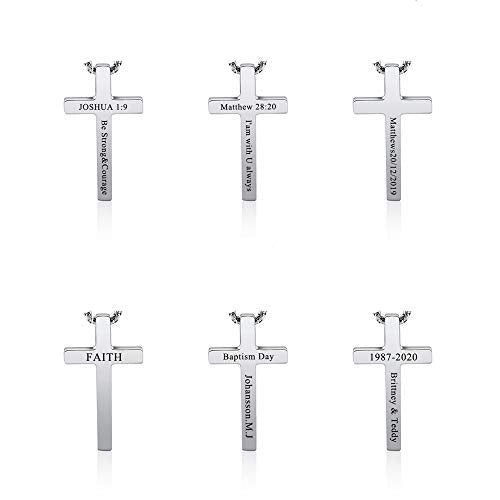 Personalized Custom Silver Cross Necklace Stainless Steel Cross