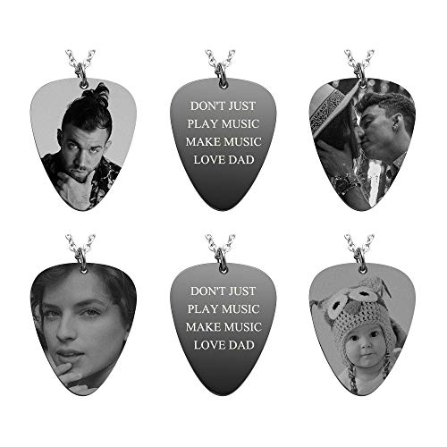 Personalized Photo Dog Tag Necklace Guitar Pick Dog Tag Pendant