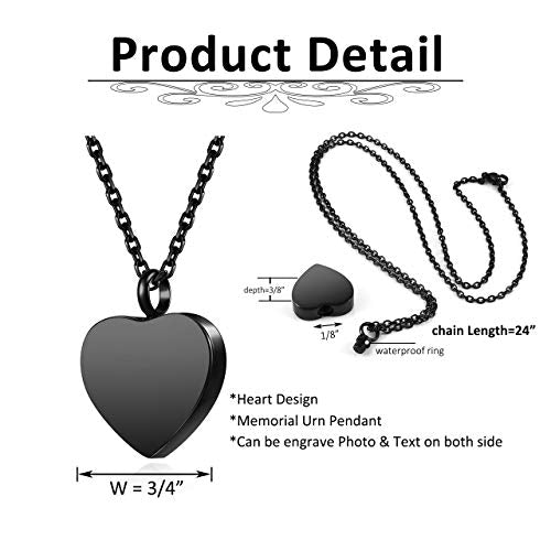 Personalized Photo Cremation Urn Necklace for Ashes Heart Pendant