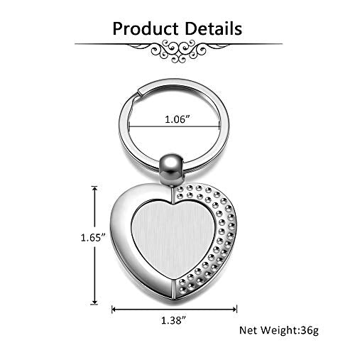 Personalized Color Print Photo Keychain Heart Shape Pendant
