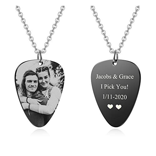 Personalized Photo Dog Tag Necklace Guitar Pick Dog Tag Pendant