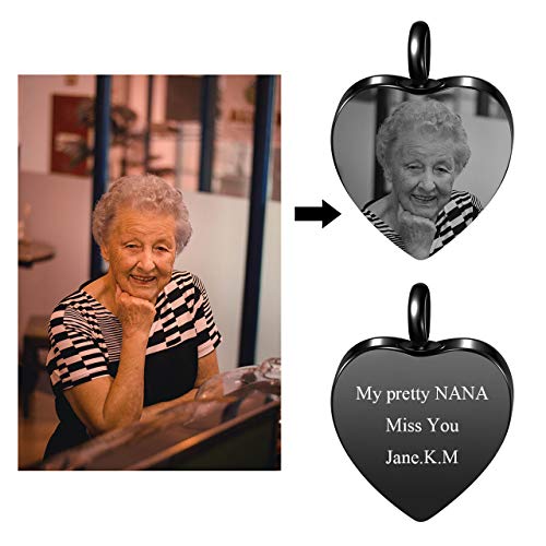 Personalized Photo Cremation Urn Necklace for Ashes Heart Pendant