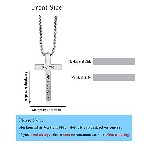 Personalized Custom Silver Cross Necklace Stainless Steel Cross