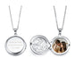 Personalized Photo Locket Necklace Custom Text Round Floral Locket Pendant  - Silver