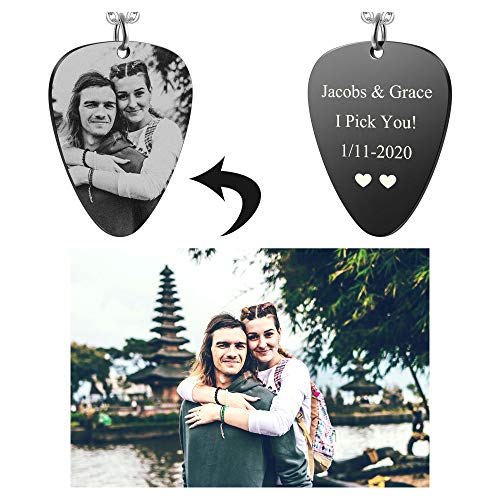 Personalized Photo Dog Tag Necklace Guitar Pick Dog Tag Pendant