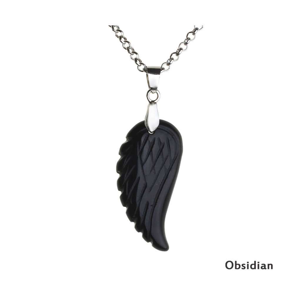 Natural Quartz Reiki Angel Wings Pendant Necklace | Jovivi - Jovivi