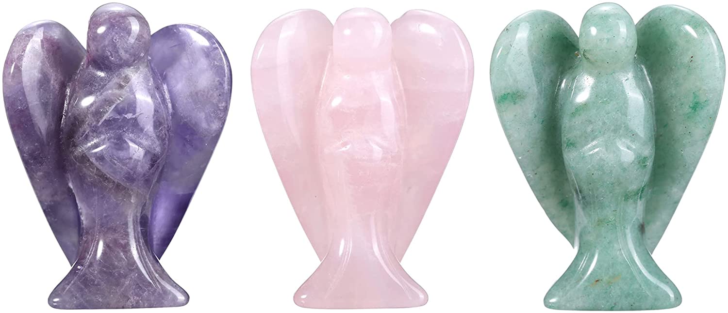 Natural Chakras Peace Angel Pocket Crystal Statue 1.5 inch | Jovivi - Jovivi