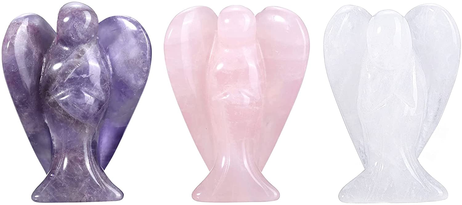 Natural Chakras Peace Angel Pocket Crystal Statue 1.5 inch | Jovivi - Jovivi