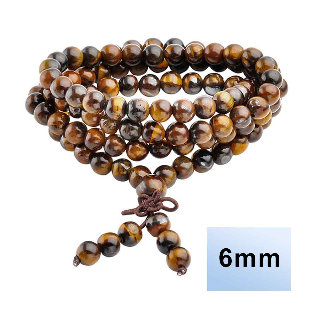 108 Tiger Eyes Stone Mala Beads Natural Necklace | Jovivi