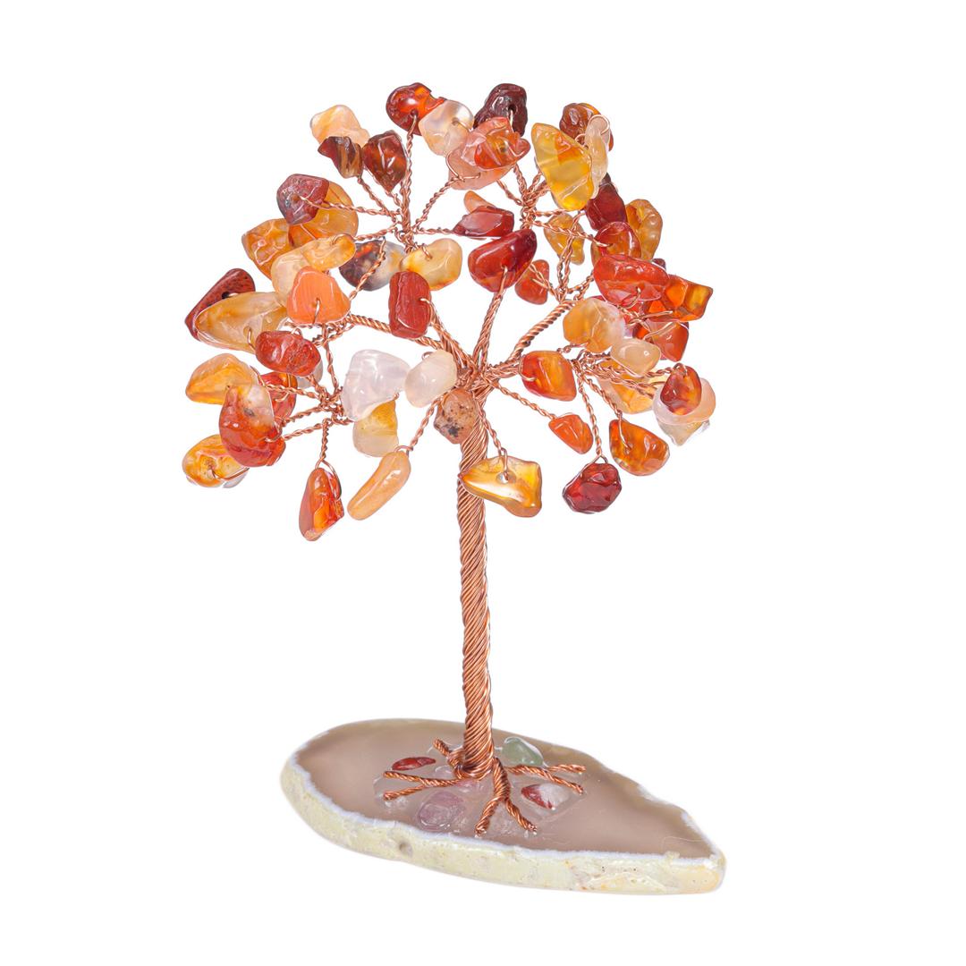 CrystalTears 7 Chakra Healing Crystals Tree on Agate Slice Base Healing Stones Gem Money Tree for Feng Shui Home Office Table Decorations