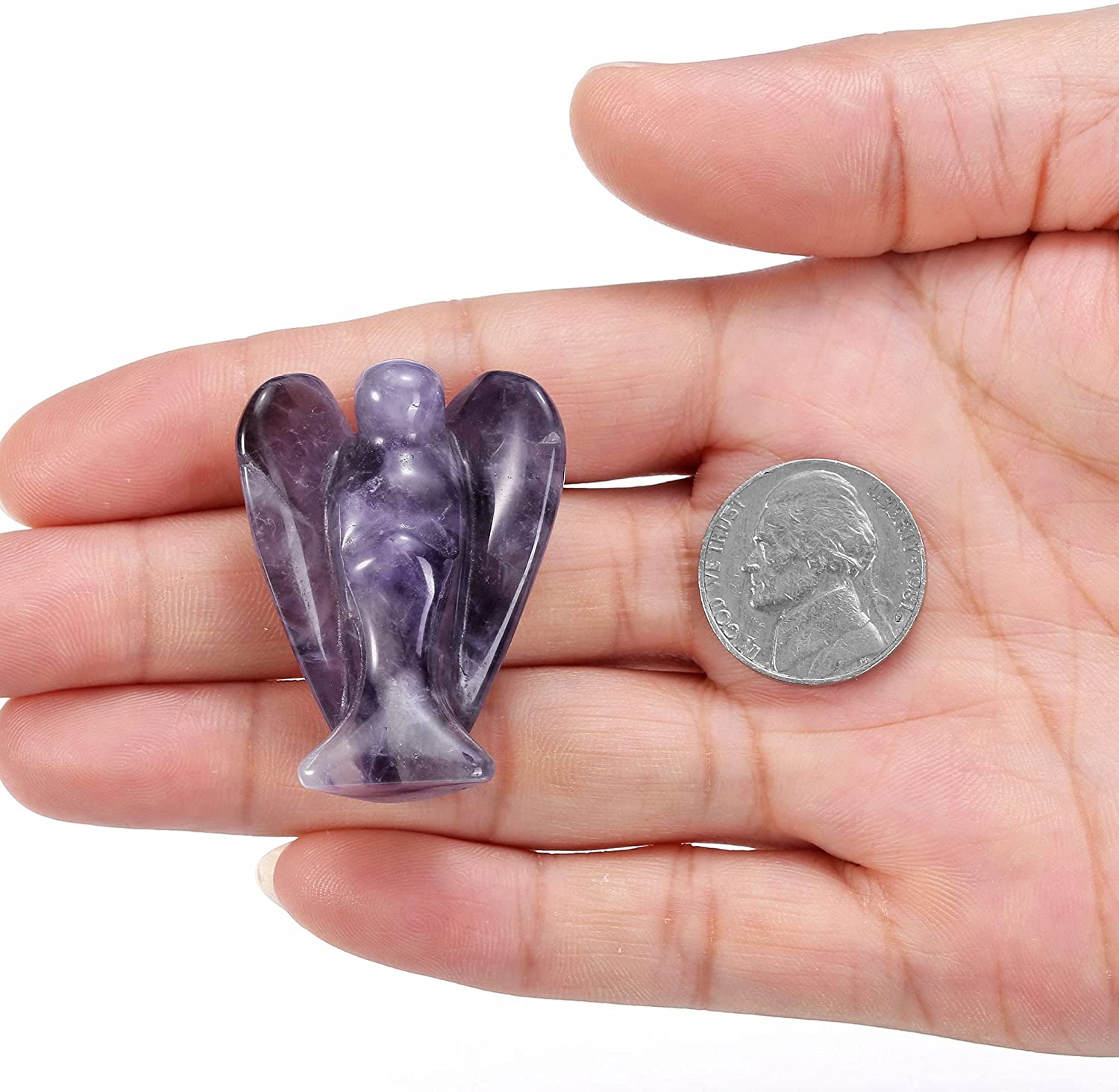 Natural Chakras Peace Angel Pocket Crystal Statue 1.5 inch | Jovivi - Jovivi