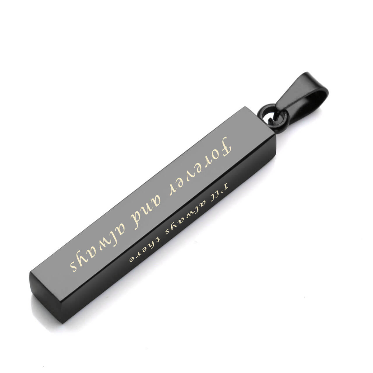 jovivi personalized name bar necklace, black stainless steel jng04870