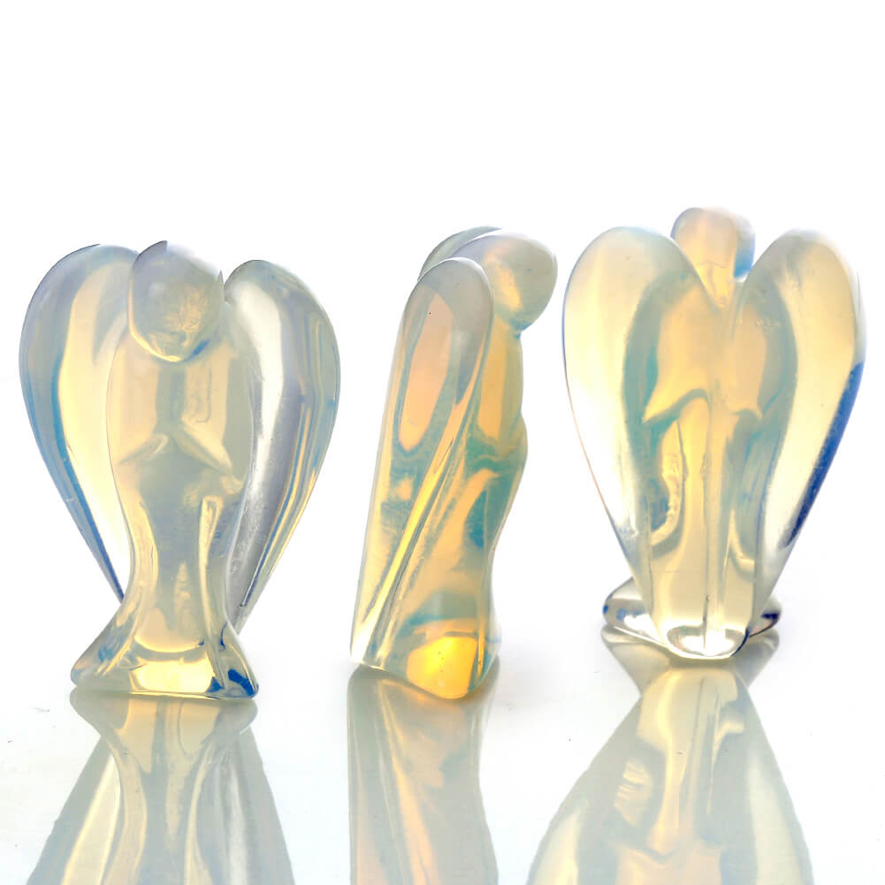 jovivi natural men-made opalite peace angel pocket healing statue, asd000204