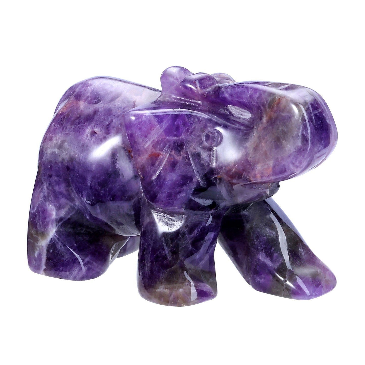 Carved Natural Amethyst Crystal Elephant Ornament 2'' 2PCS | Jovivi