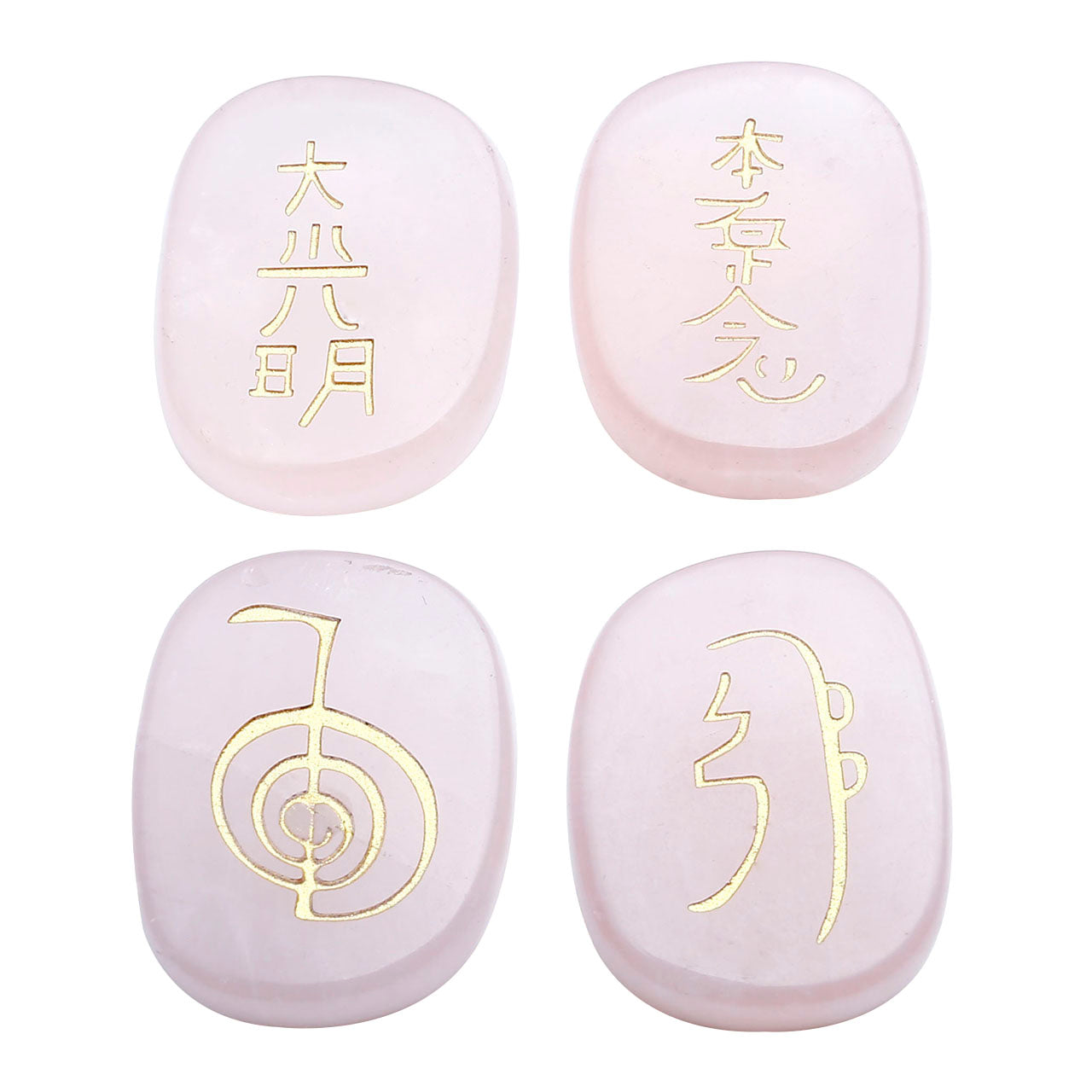 4PCS Rose Quartz Healing Crystals with Usui Reiki Symbols | Jovivi