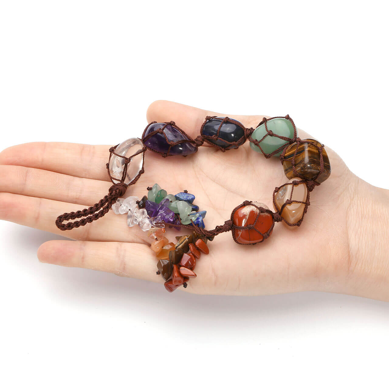 Jovivi 7 chakras gemstones hanging decoration home reiki healing with tassel, asd032201