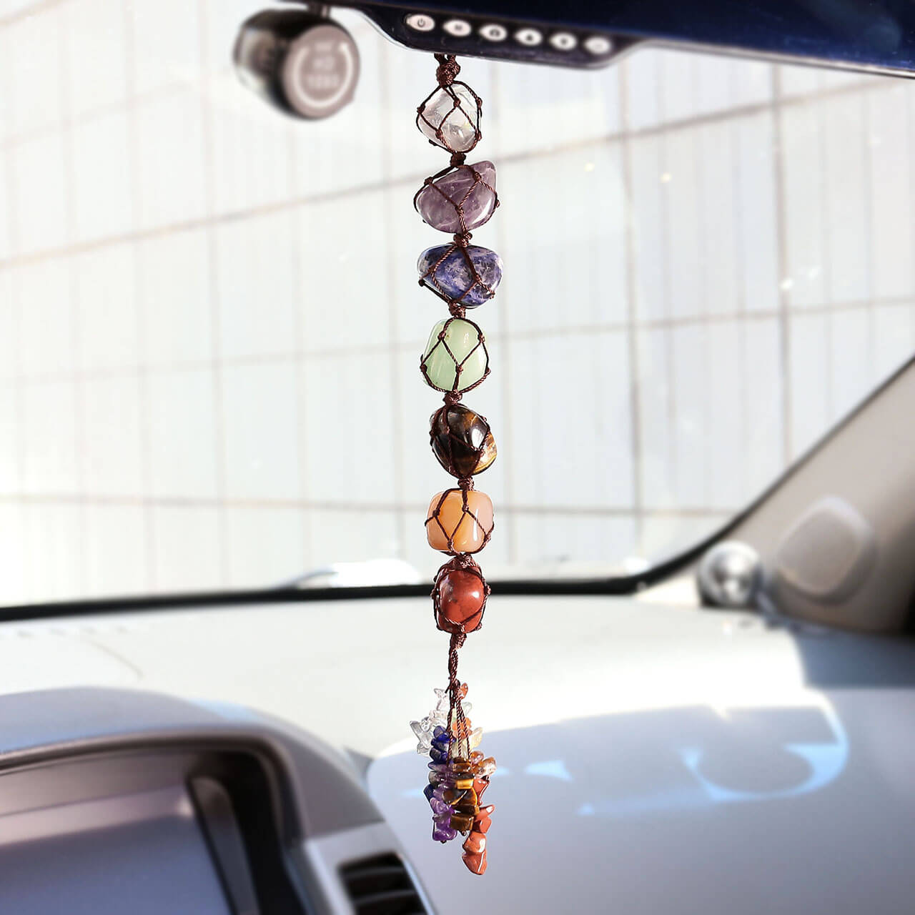 jovivi natural 7 chakras healing gemstones car hanger ornament, asd032201