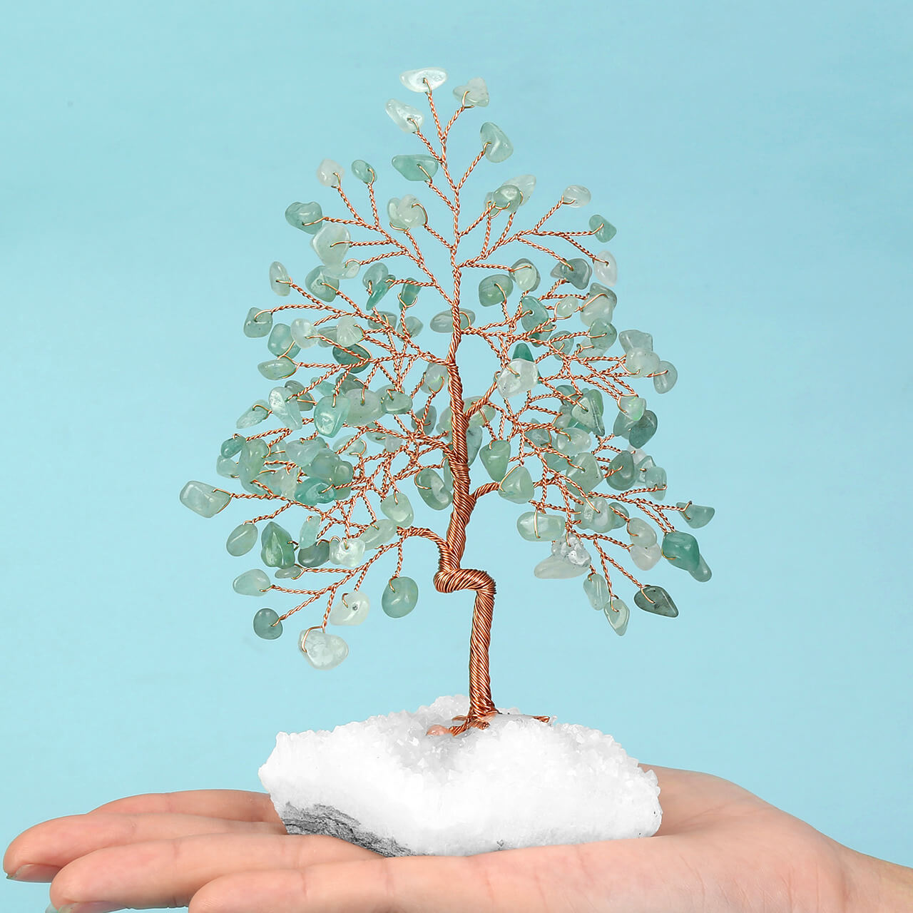 asd036504 jovivi Green Aventurine loose bead healing crystal tree gemstone tree for home decoration reiki healing crystal