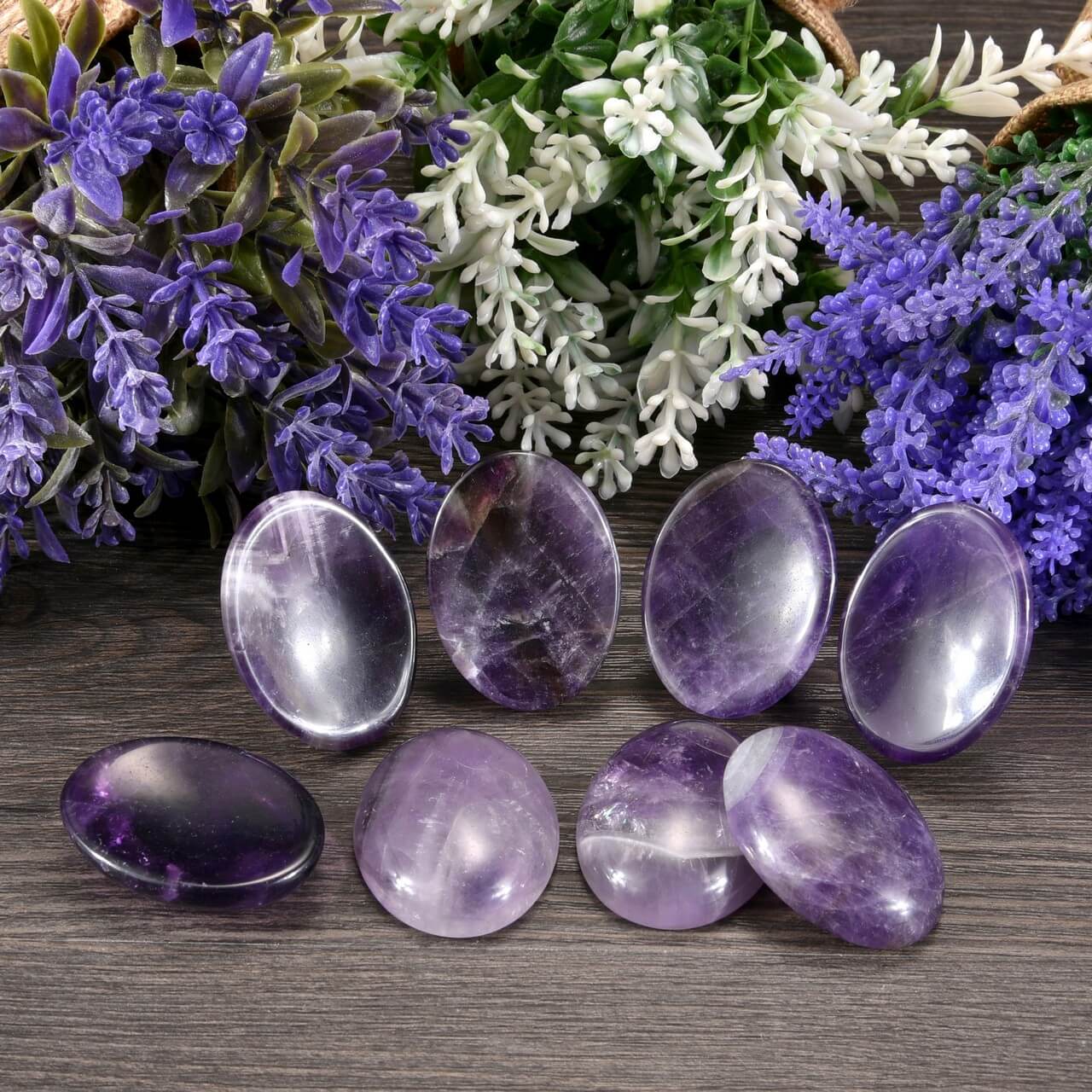 Jovivi natural amethyst worry stones pocket reiki crystal