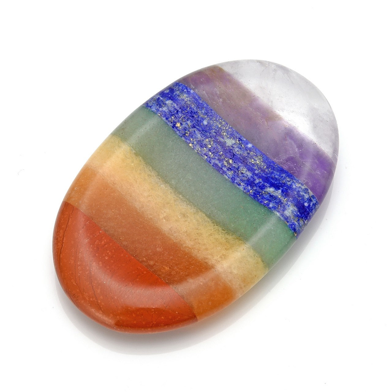 7 Chakra Carved Oval Palm Stone Worry Stone | Jovivi