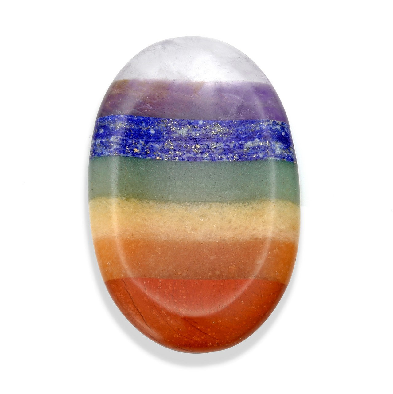 7 Chakra Carved Oval Palm Stone Worry Stone | Jovivi