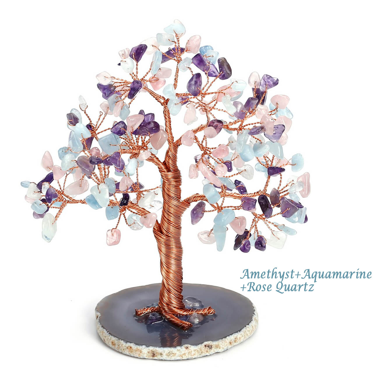 asd039503 jovivi Aquamarine crystal gemstones home decoration tree of life healing gemstones tree lucky and wealth