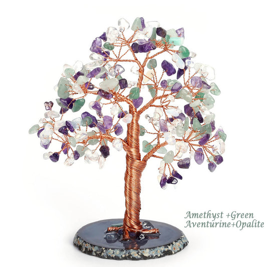 asd039505 jovivi green aventurine slices base healing crystal tree of life home decoration