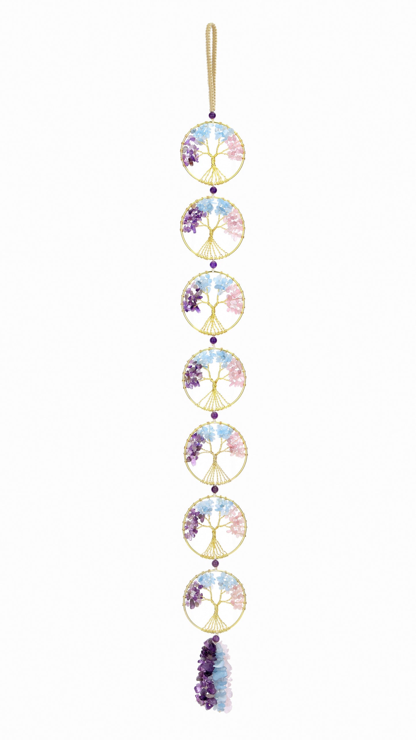 7 Chakra Healing Crystals Tree of Life Hanging Ornament | Jovivi