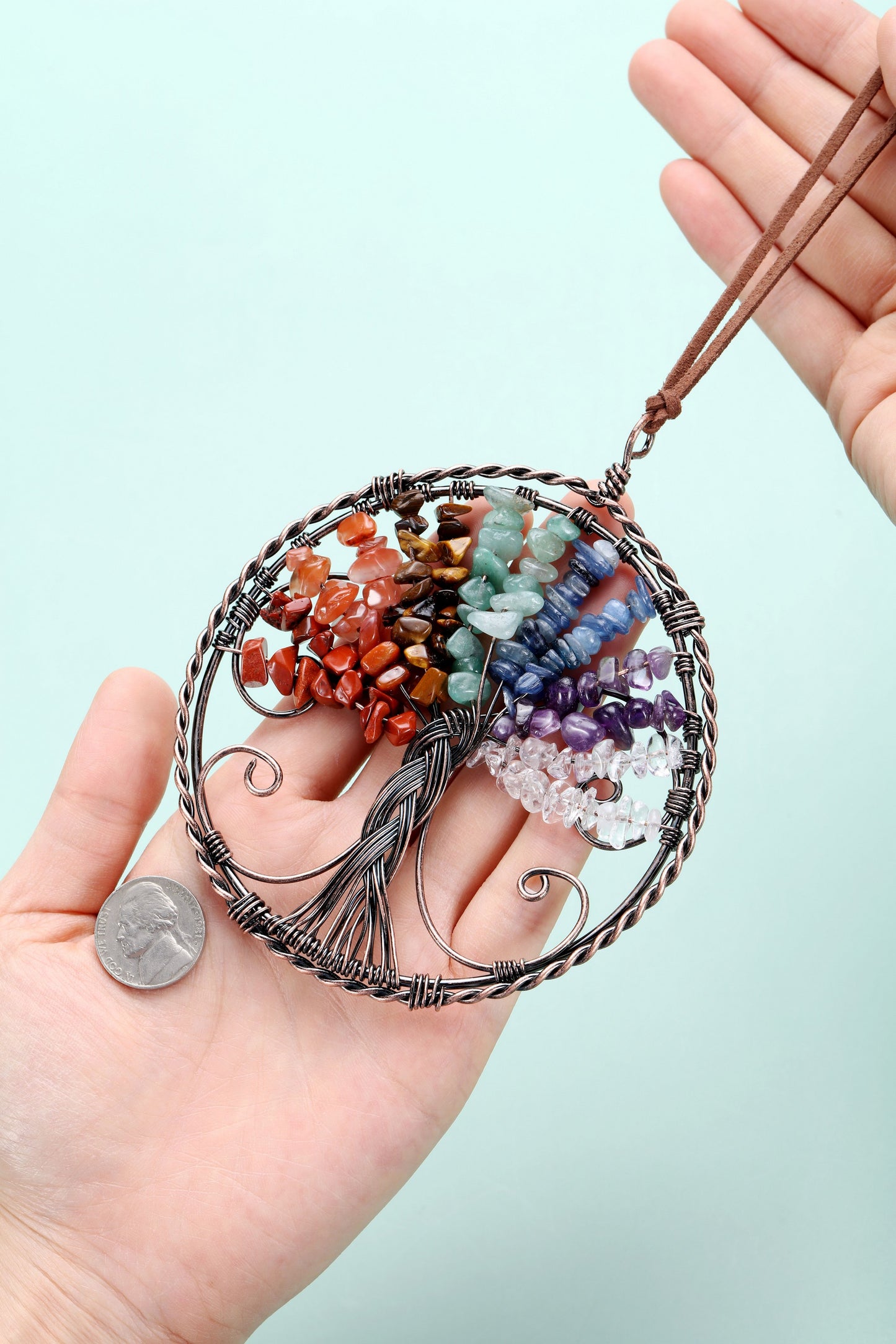 7 Chakra Healing Crystals Tree of Life Hanging Ornament | Jovivi