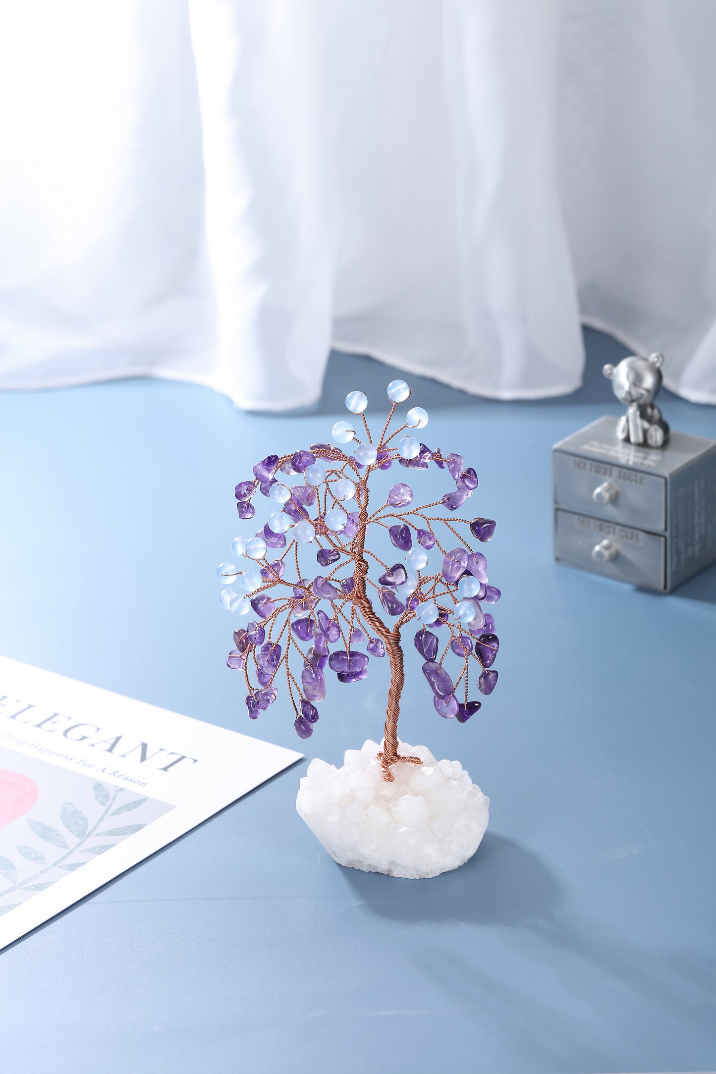 Natural Crystals Money Tree with Base Feng Shui Ornament | Jovivi