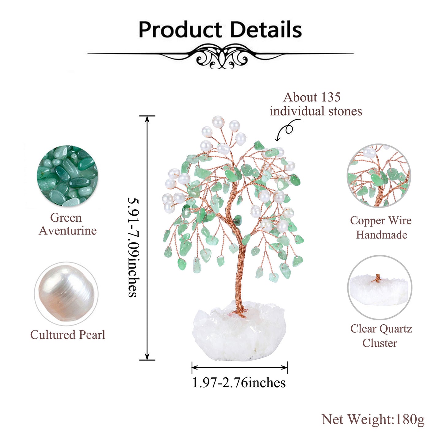 Natural Crystals Money Tree with Base Feng Shui Ornament | Jovivi