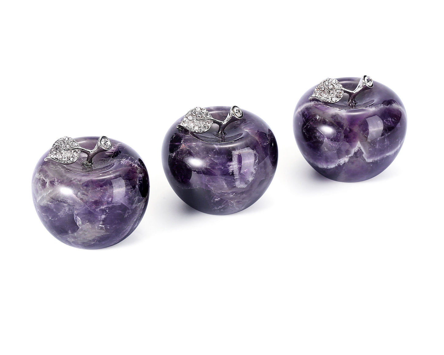 1.8" Carved Natural Amethyst Crystal Apple | Jovivi