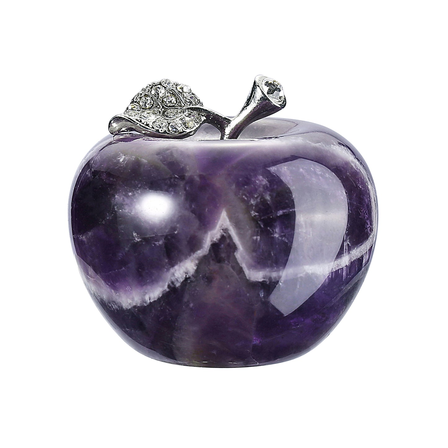 1.8" Carved Natural Amethyst Crystal Apple | Jovivi