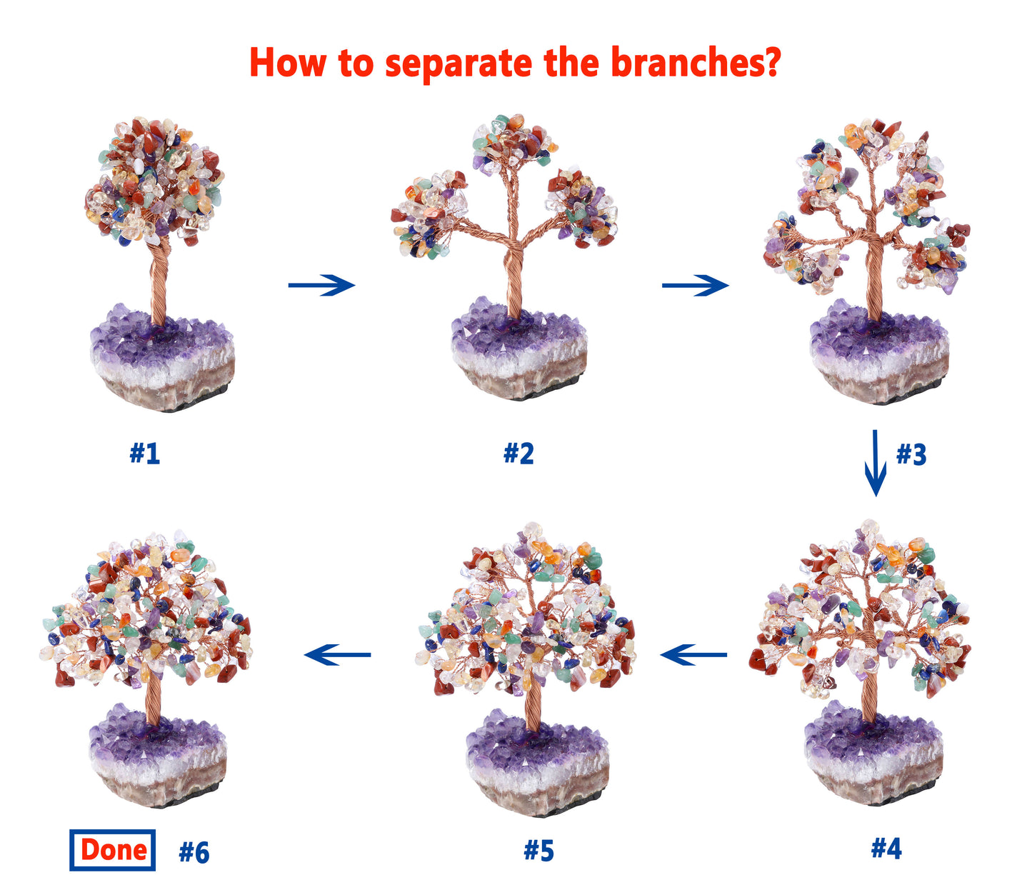 Natural Crystals Money Tree with Base Feng Shui Ornament | Jovivi