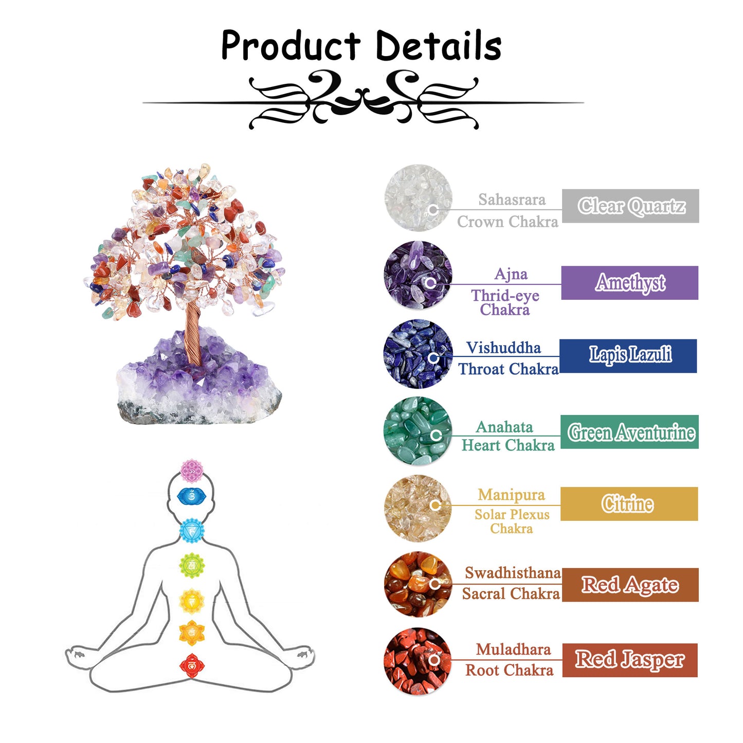 Natural Crystals Money Tree with Base Feng Shui Ornament | Jovivi