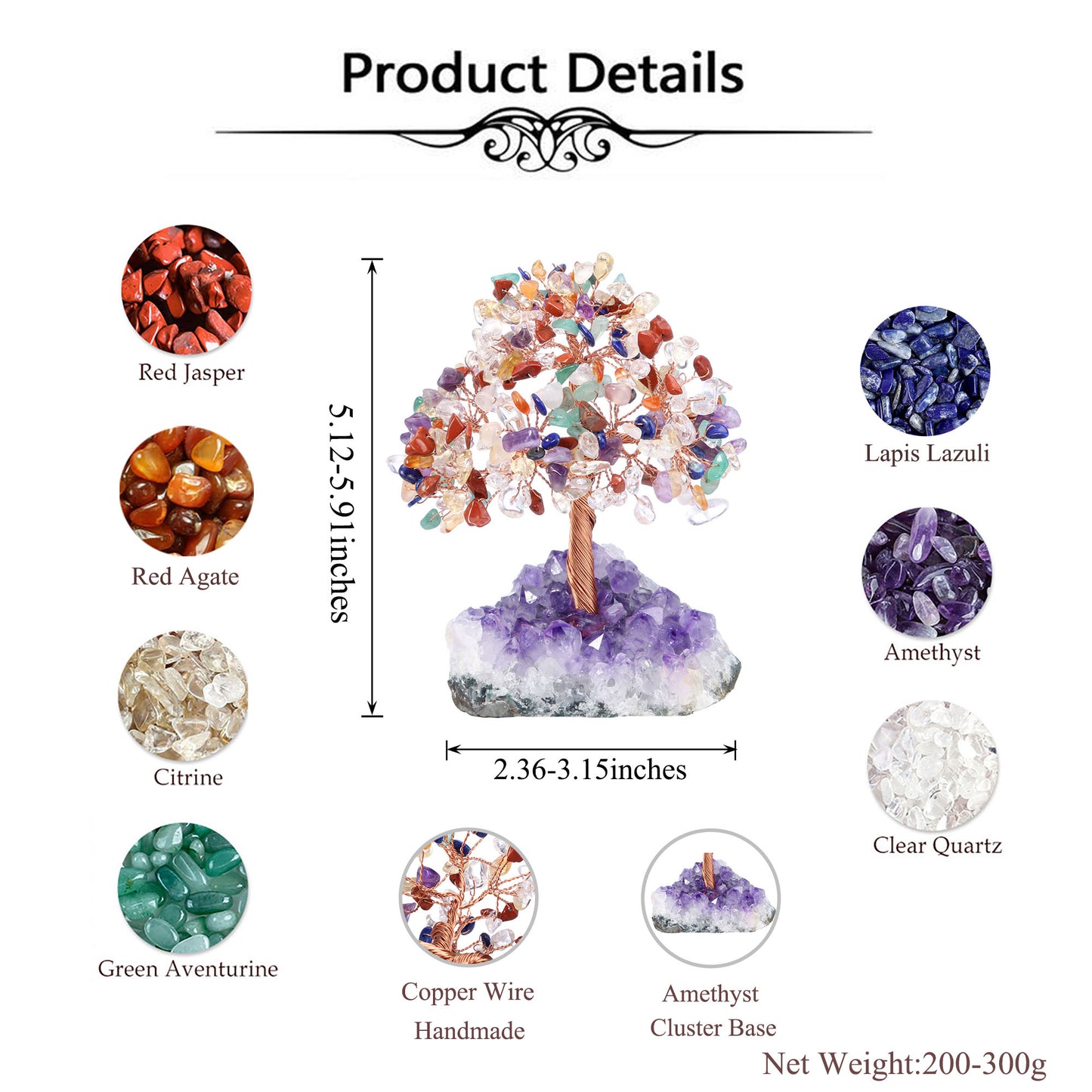 Natural Crystals Money Tree with Base Feng Shui Ornament | Jovivi
