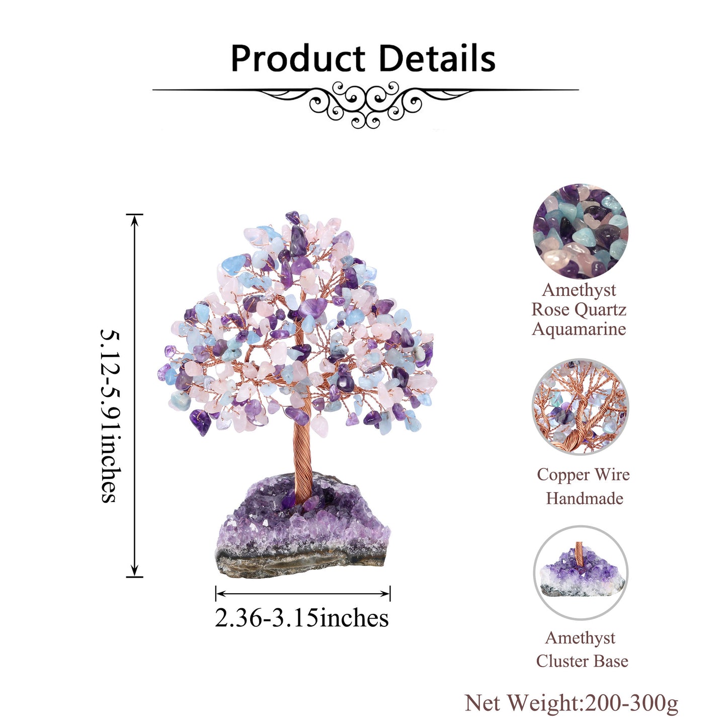 Natural Crystals Money Tree with Base Feng Shui Ornament | Jovivi