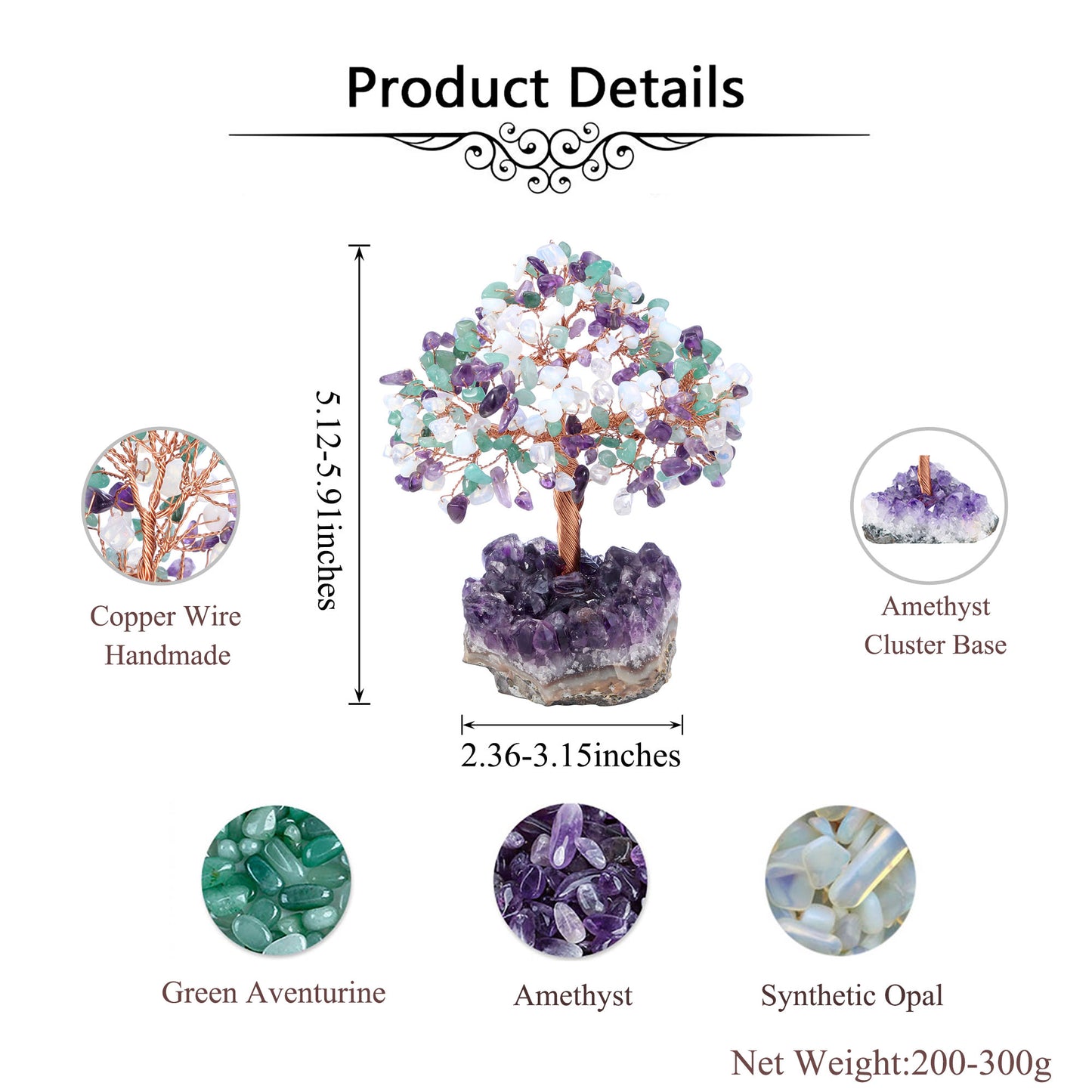 Natural Crystals Money Tree with Base Feng Shui Ornament | Jovivi
