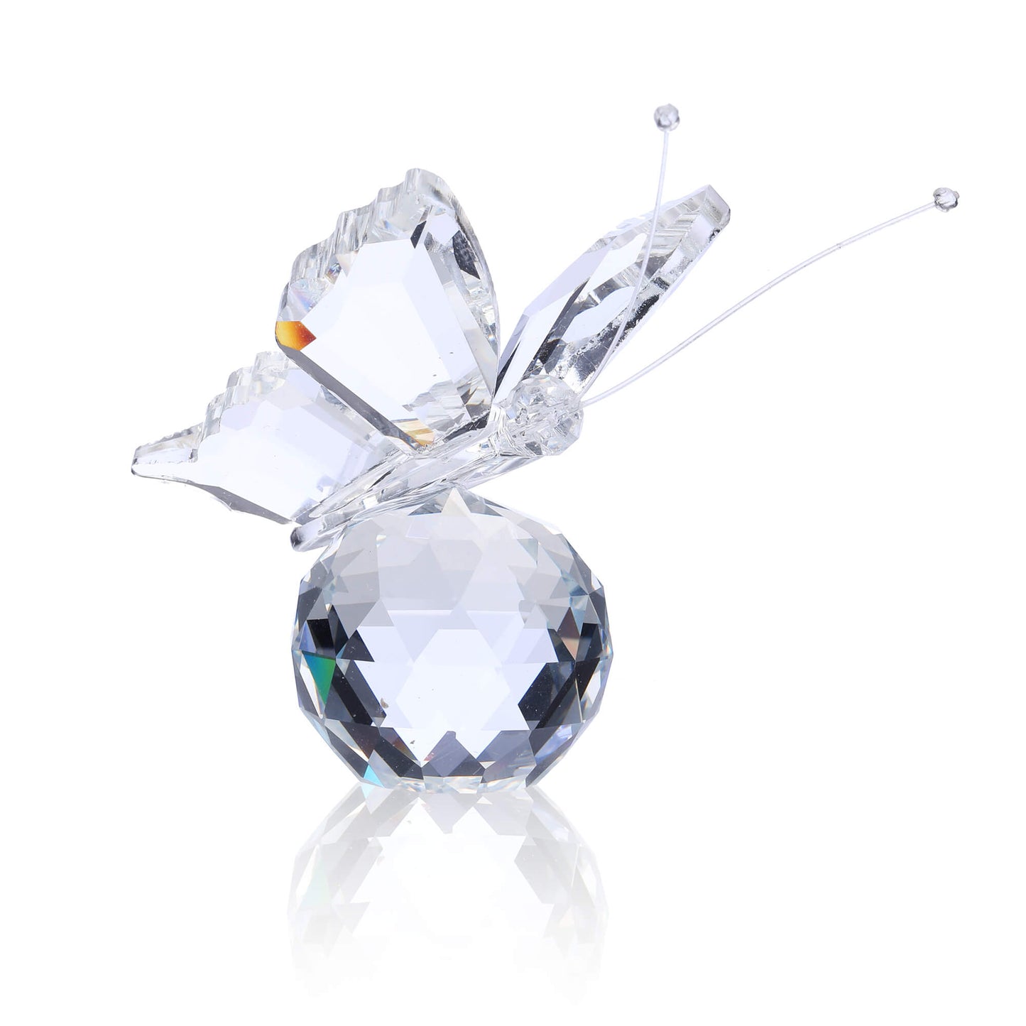 Flying Butterfly Figurine with Clear Glass Crystal Ball Suncatcher Hanging Ornament | Jovivi