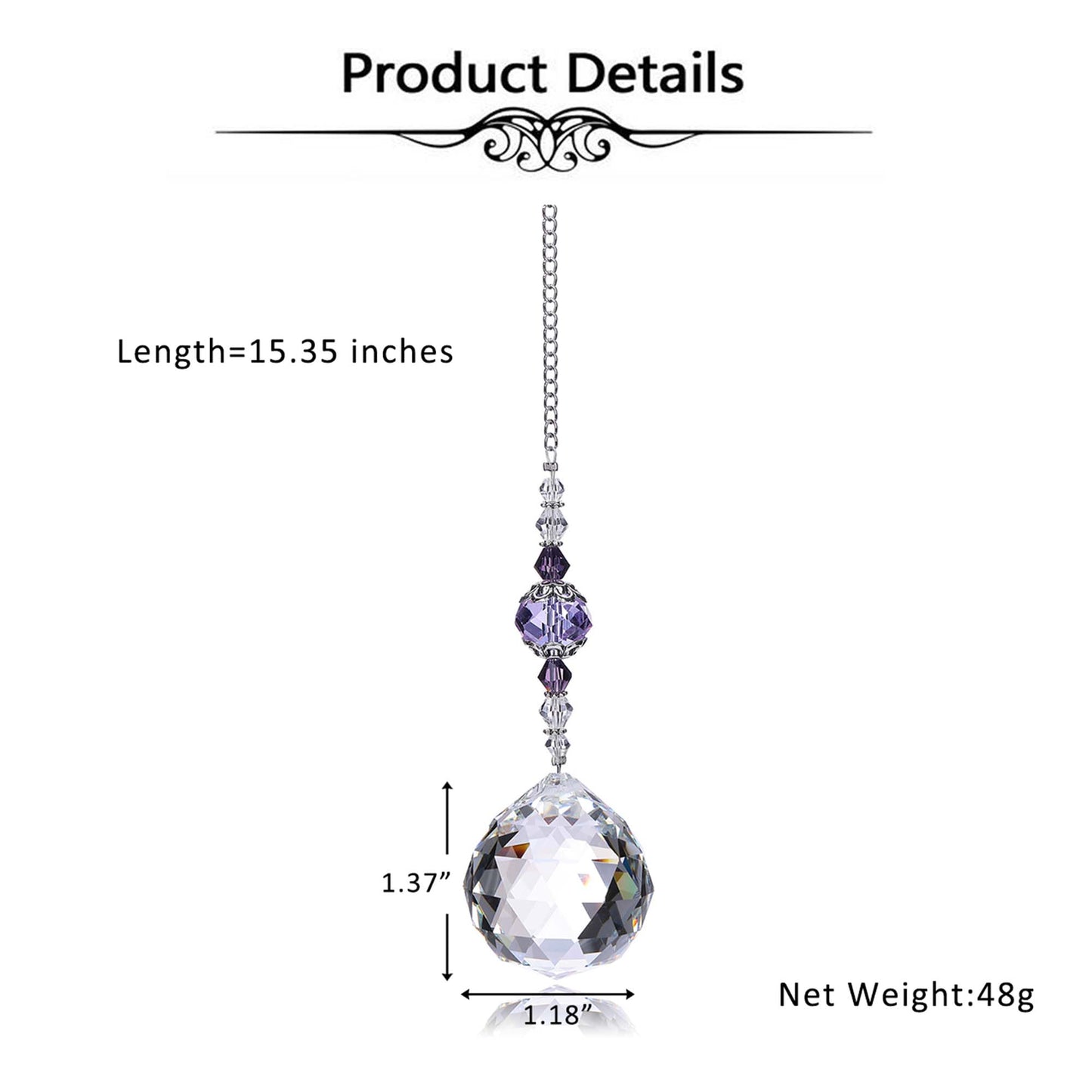 Purple Water Drop Shape Crystal Suncatcher Hanging Ornaments | Jovivi