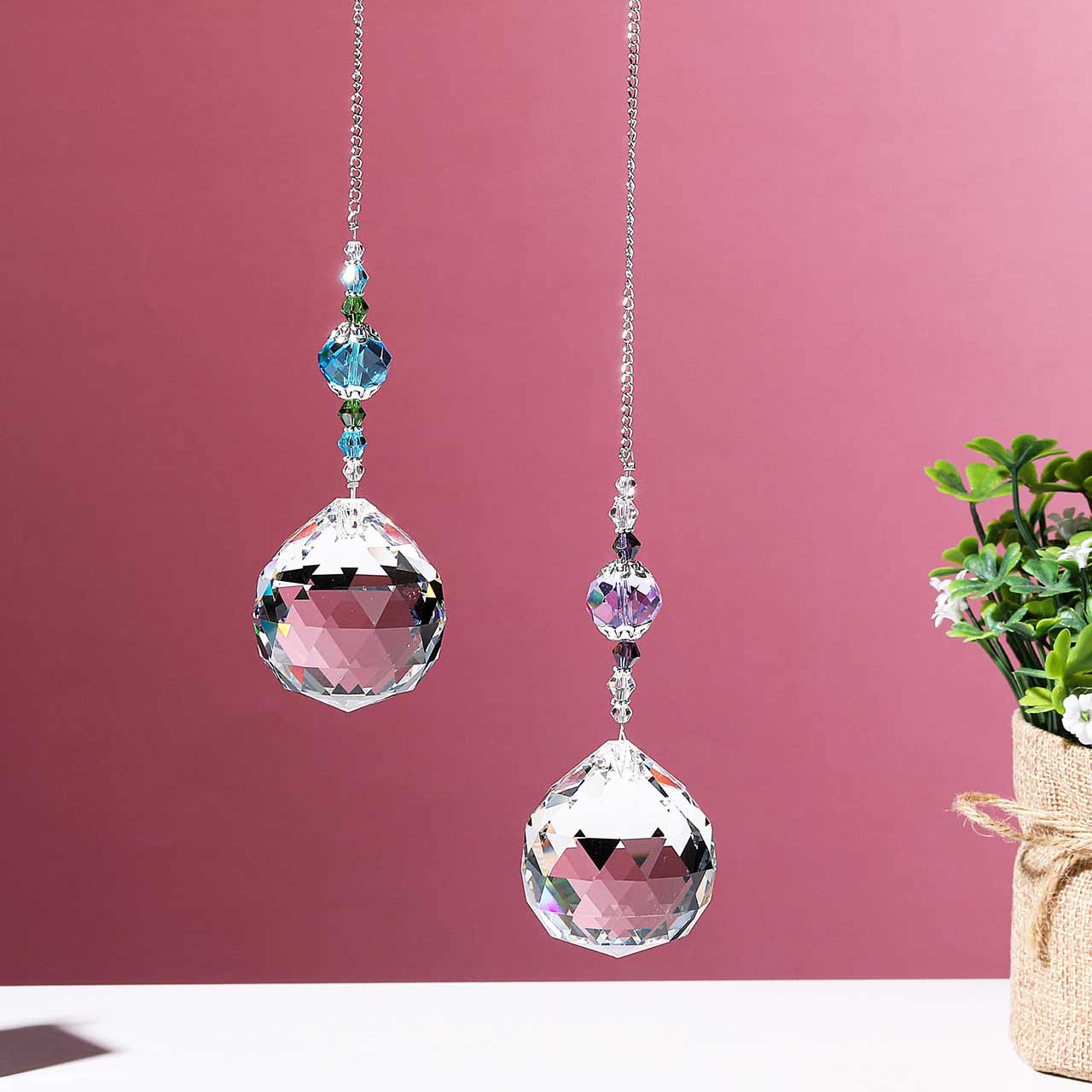 Crystal Ball Suncatcher Clear Glass Hanging Prism Pendants | Jovivi