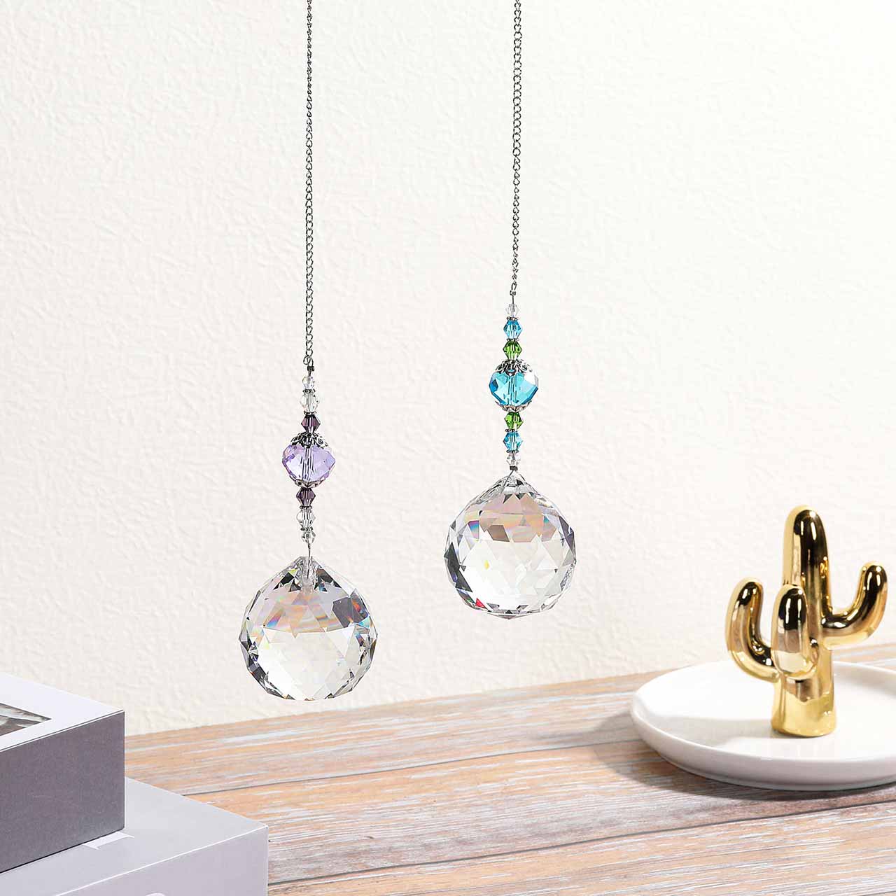 Crystal Ball Suncatcher Clear Glass Hanging Prism Pendants | Jovivi