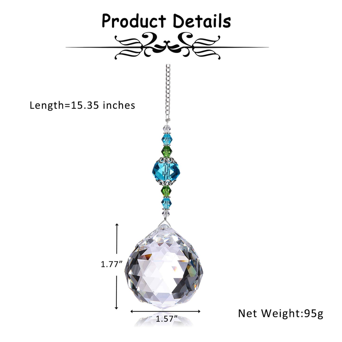 Blue Water Drop Shape Crystal Suncatcher Hanging Ornaments | Jovivi