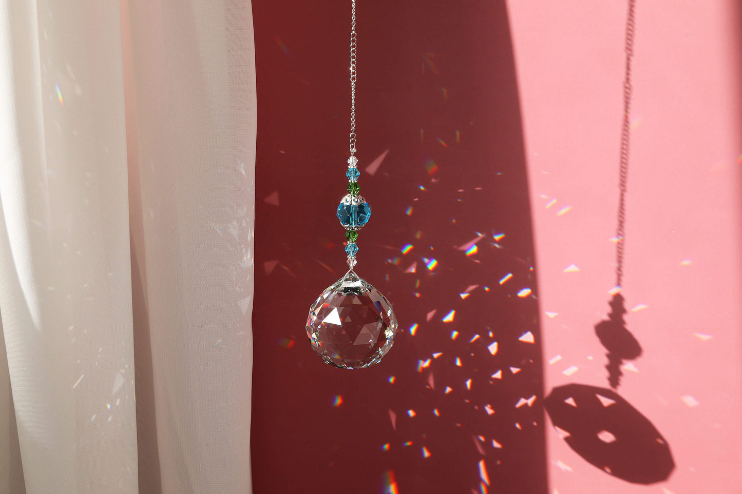 Blue Water Drop Shape Crystal Suncatcher Hanging Ornaments | Jovivi