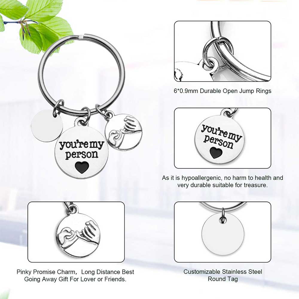 You Are My Person Pinky Promise Pendant Keychain Set 2PCS | Jovivi
