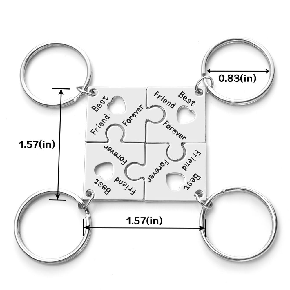 Best Friend Heart Matching Keychain 4PCS | Jovivi